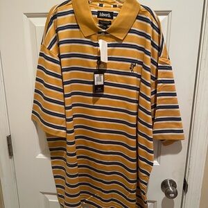 NWT Ashworth Men's Short Sleeve Polo Shirt Yellow and Black Stripe XXL Vintage